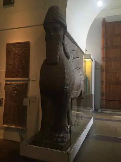 Half-man, half-animal Egyptian sculpture.