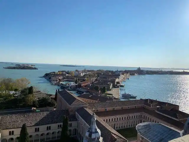 A view of the lagoon from the top ob the bell tower of the church on San Giorgio Maggiore island