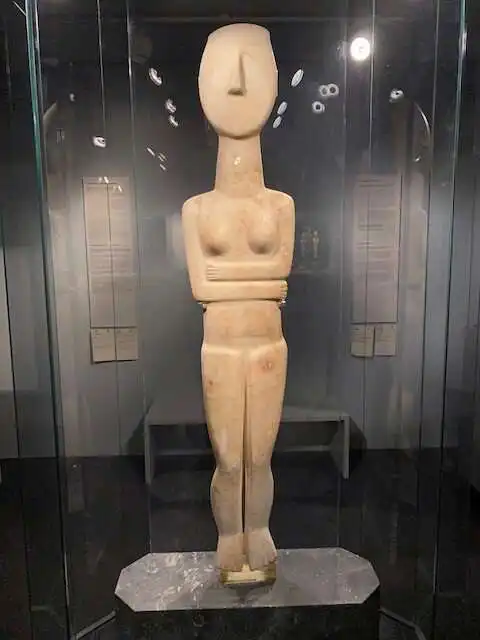 An almost life-size figurine at the Museum of Cycladic Art