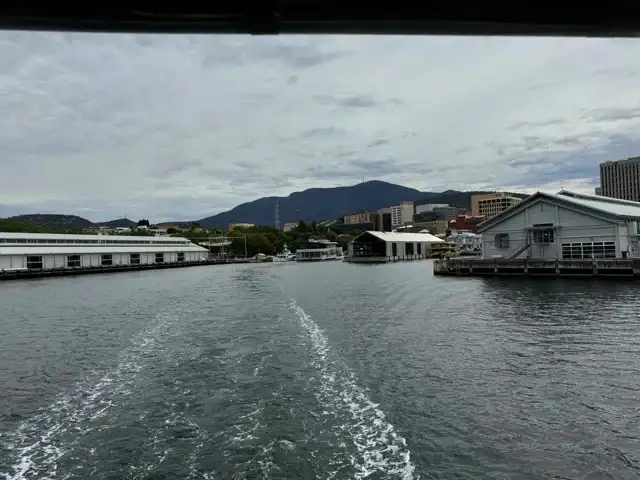 Leaving the dock behind on the Hobart harbour cruise