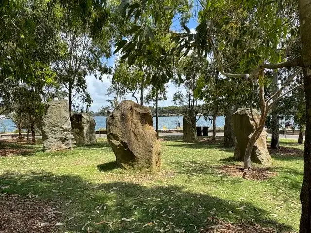Rocks, trees, and lawns in Barangaroo Reserve