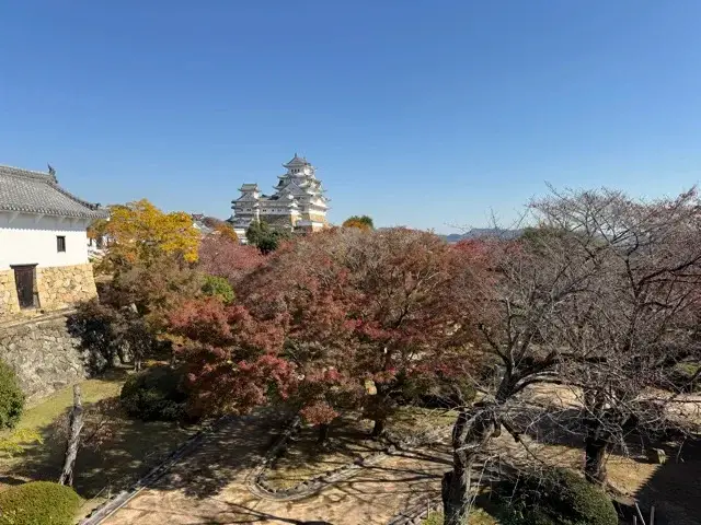 A view of the main keep of Himeji Castle from the Long Bailey
