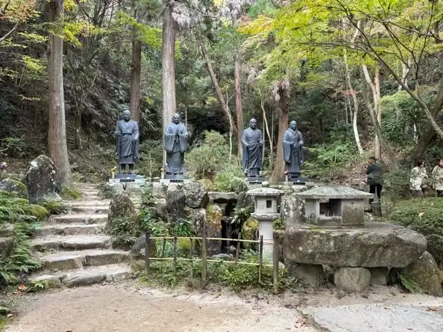 Tall statues seen from a distance
