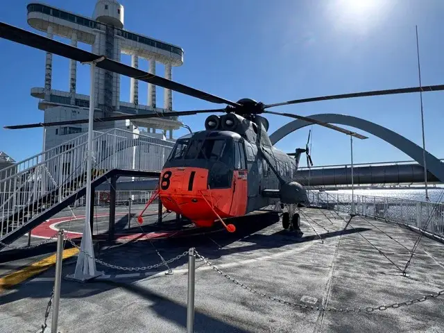 Helicopter on the deck of the Fuji