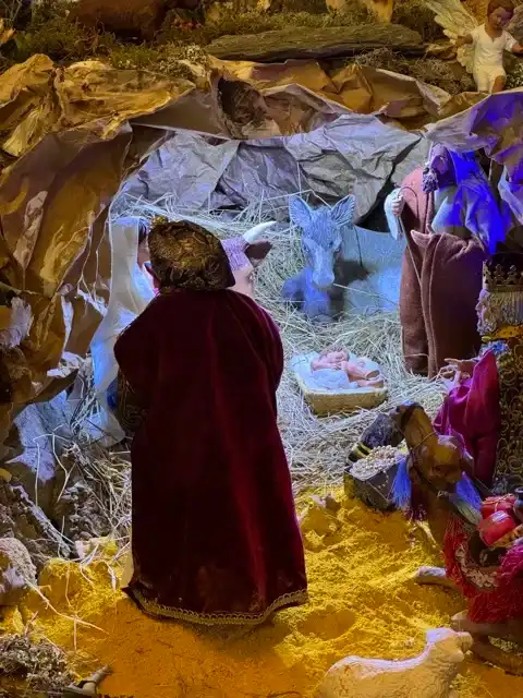 A close of the manger in la crèche