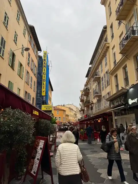A portion of the pedestrianized restaurant street
