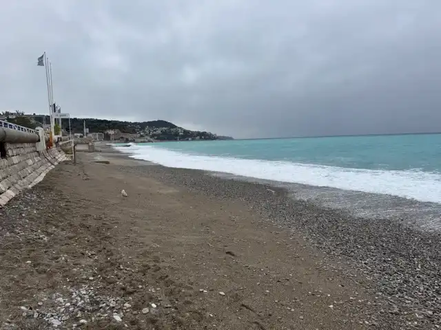 The Mediterranean as seen from a spot on the Promenade des Anglais