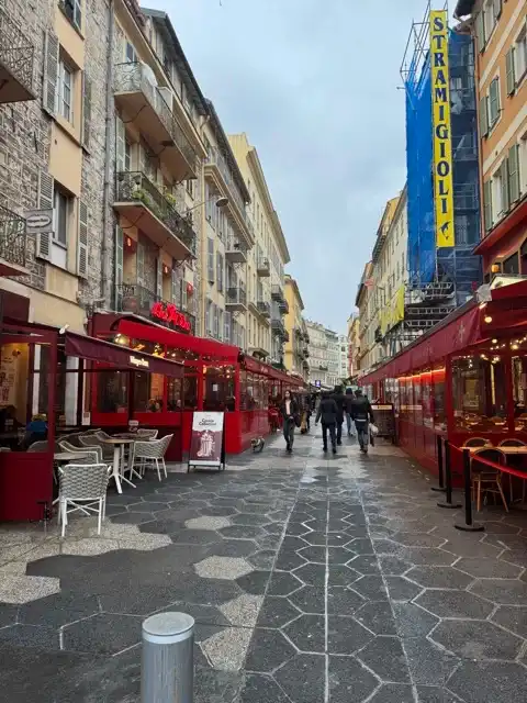 Another portion of the pedestrianized restaurant street