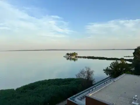 View of Lake Balaton in the evening from the balcony of my Keszthely hotel room