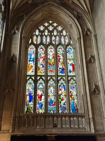 One of the many stained-glass windows in Saint Mary Redcliffe Church