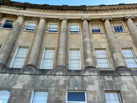 Close-up of some of the columns on the townhouses on Royal Crescent