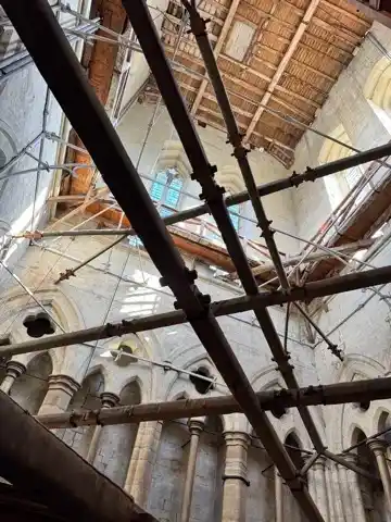 Inside the base of the Salisbury Cathedral Tower