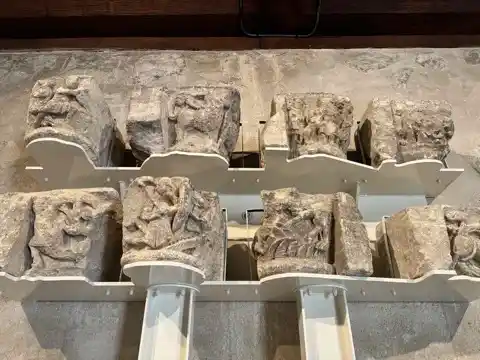 Westminster Hall capitals on display in the Jewel Tower