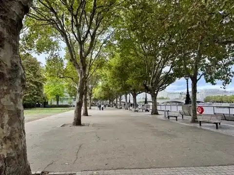 Strolling along a bank of the Thames